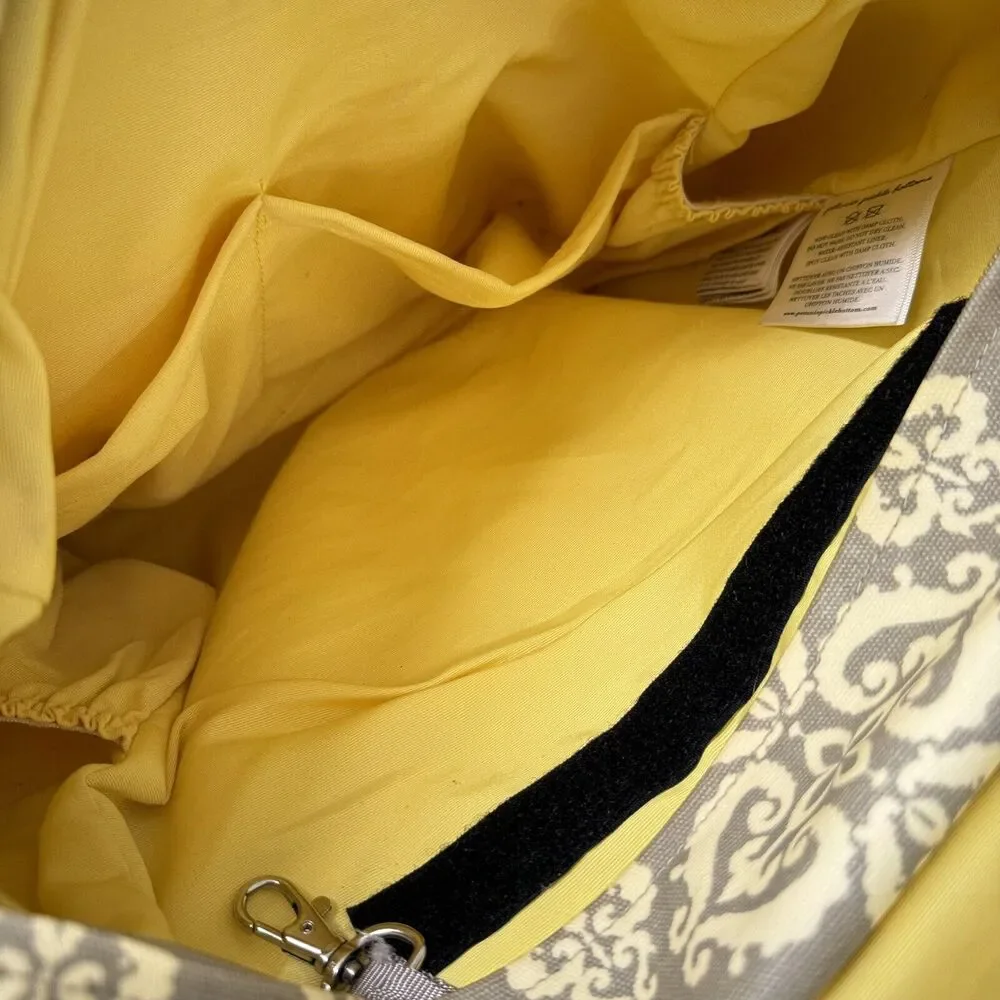 Petunia Pickle Bottom Diaper Bag Backpack Floral Pattern, Grey White Yellow